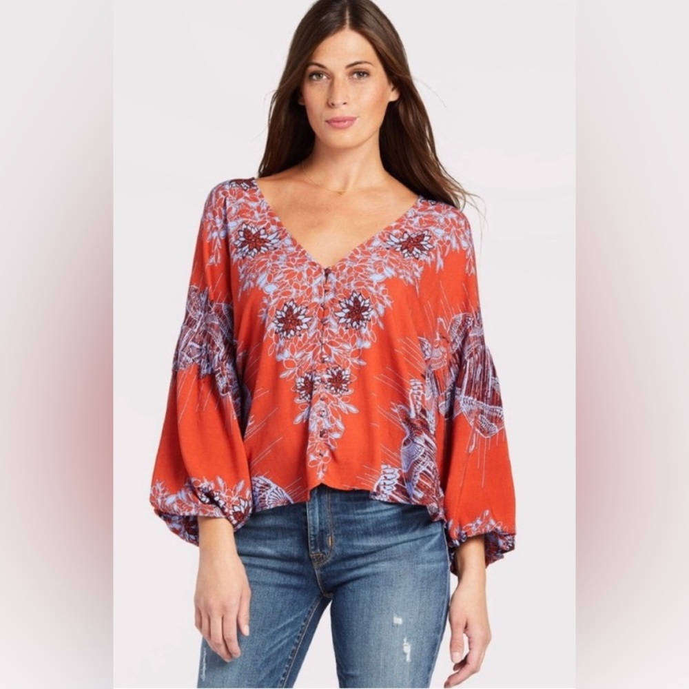 Free people birds of a feather peasant blouse xs